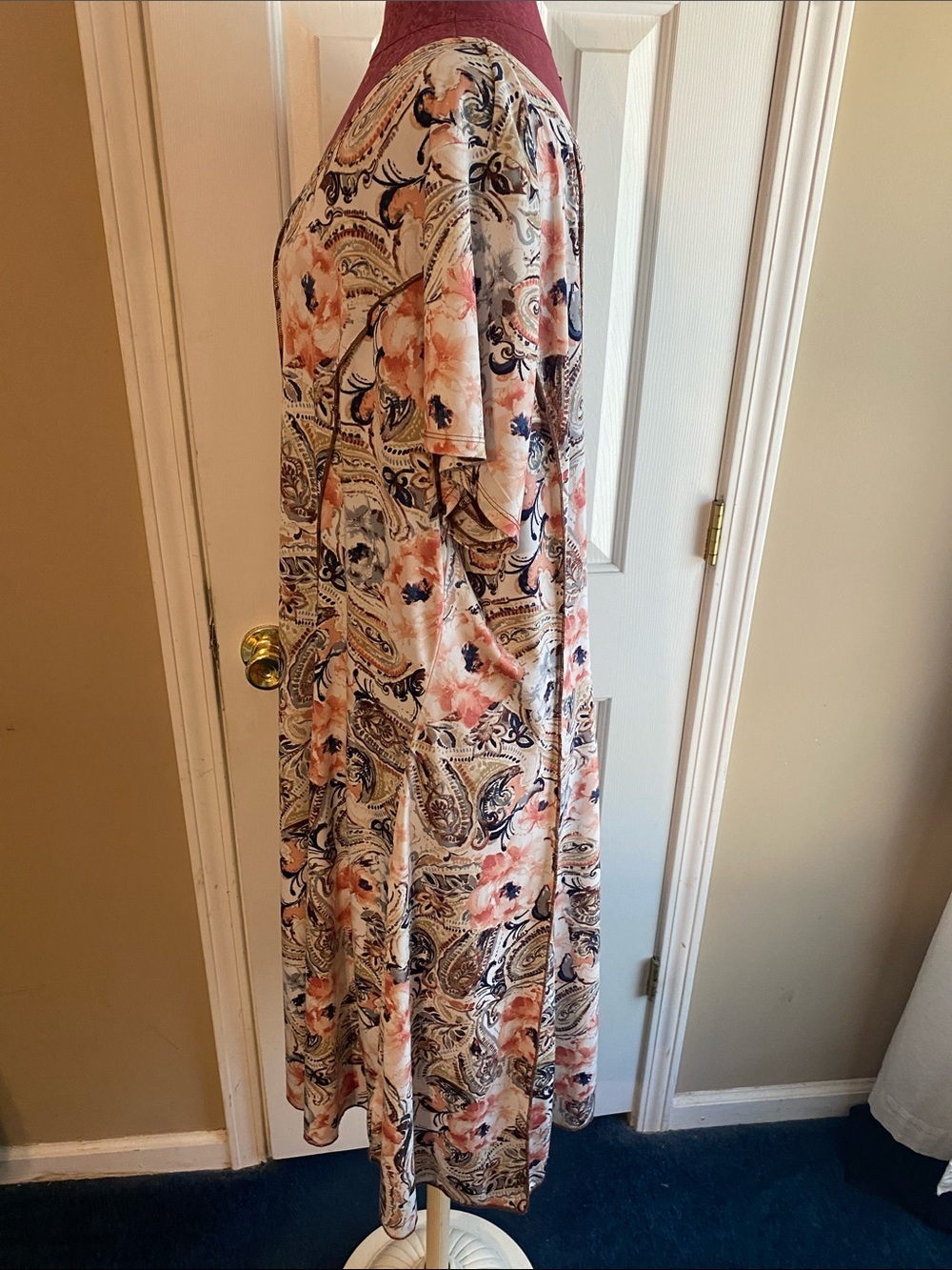 Sami & Jo Plus 26/28 Midi Scoop-Neck Dress in Peach Floral Paisley Event Wear - Picture 5 of 7